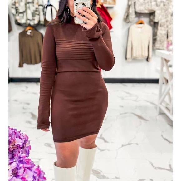 NEW PREMGROUP take a second mini dress in chocolate - Picture 1 of 7